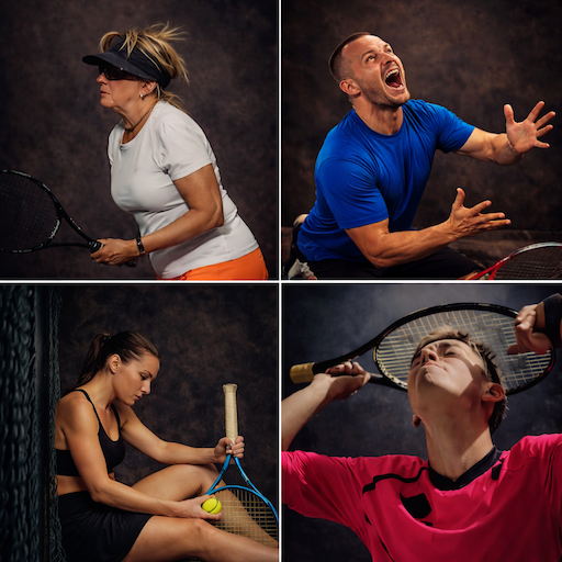 Tennis player focused on court